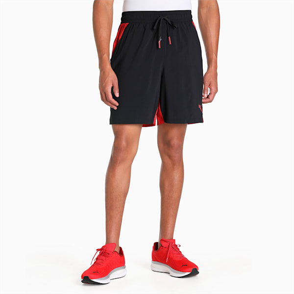 Traini All Over Print 8" Woven Men's Shorts, Puma Black-IntenseRed AOP Q3, extralarge-IND